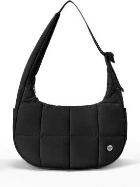 Small Puffer Crescent Bag Nylon Shoulder Bag for Women